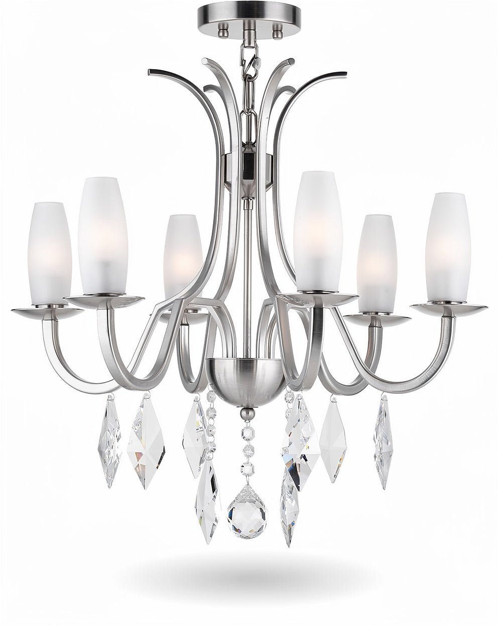**Technisch titel in het Nederlands: Elegante Chandelier met Kristallen Accenten en Zes Lichtbronnen**