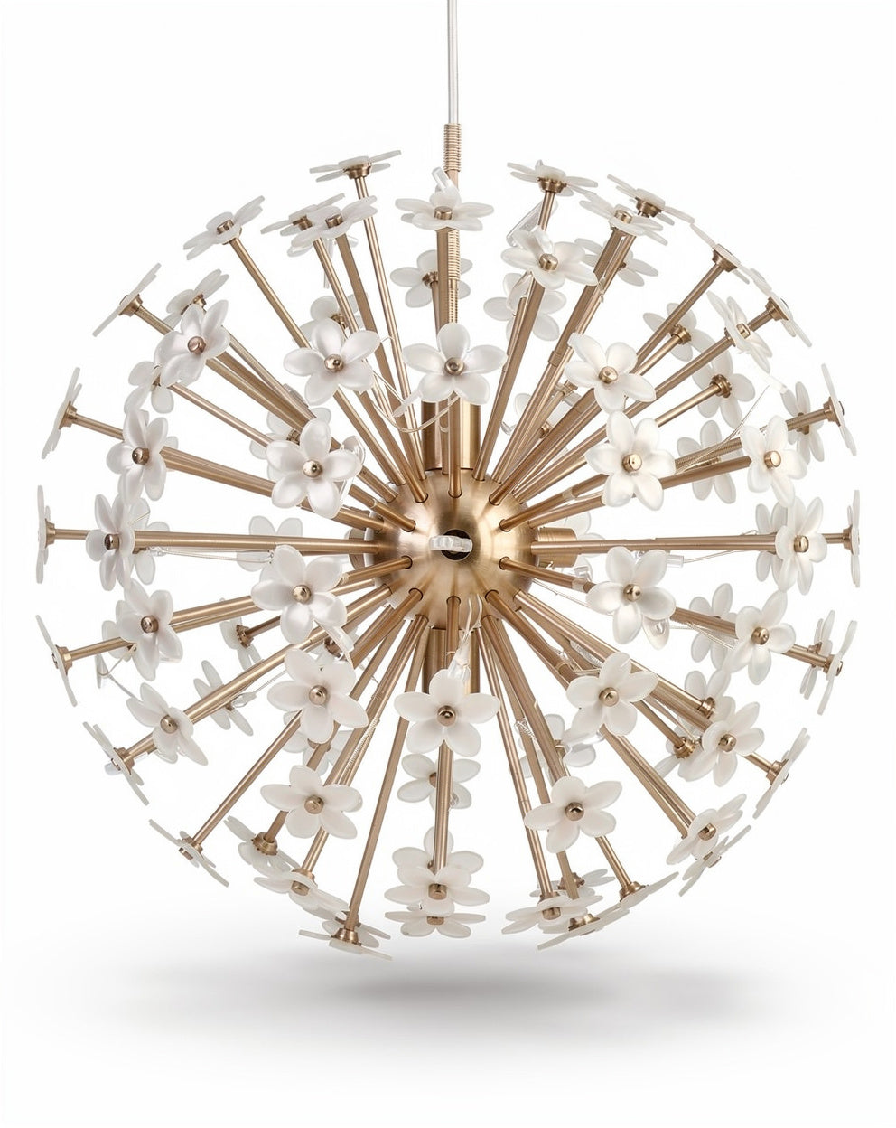 **Technische titel in het Nederlands:** "Moderne Hanglamp met Bloementhema en Gouden Accenten"