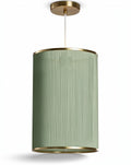 **Nederlands Technische Titel:** Modern Hanglamp met Groene Plissé Stoffen Scherm en Gouden Accent