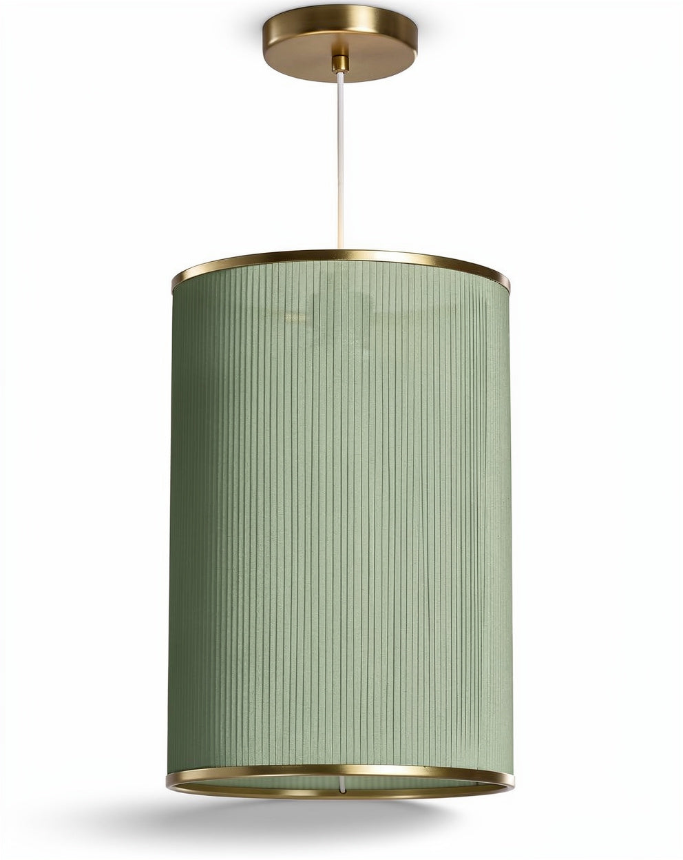 **Nederlands Technische Titel:** Modern Hanglamp met Groene Plissé Stoffen Scherm en Gouden Accent