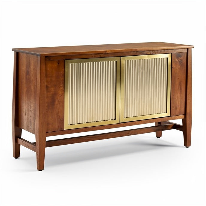 **Technische titel in het Nederlands:** **Moderne kast met houten afwerking en gouden deuren**